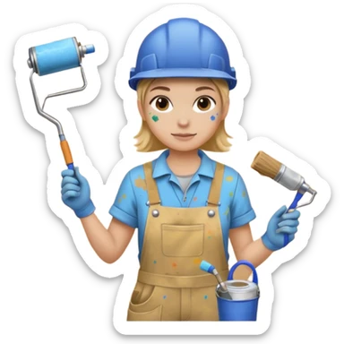 painting a wall with a roller sticker