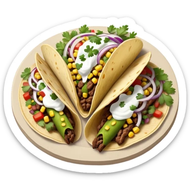 3 carne asada street tacos with onions and cilantro  sticker