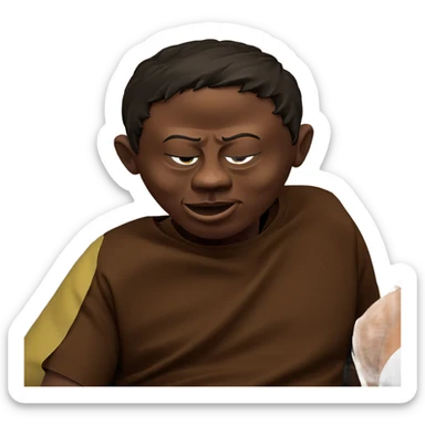 dark-skinned boy with closed eye sticker