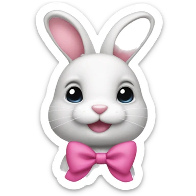 Bunny with a pink bow sticker