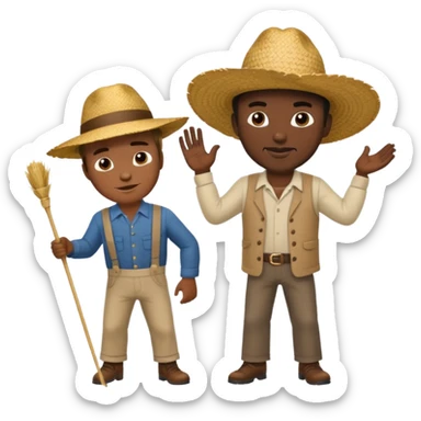 white farmer whipping black man with straw hat sticker