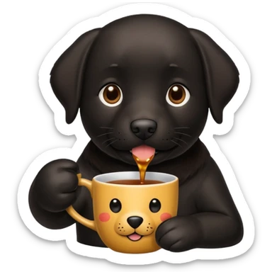 Cup of Tea cake black Labrador  sticker