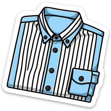 light blue and white vertically striped button down shirt, isolated sticker