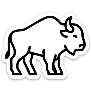 buffalo, modern icon style, simple and bold, minimal color, clear outline, suitable for app icon sticker