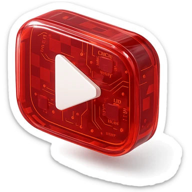 chess board of youtube play button, red YouTube play button, glossy circuit style sticker