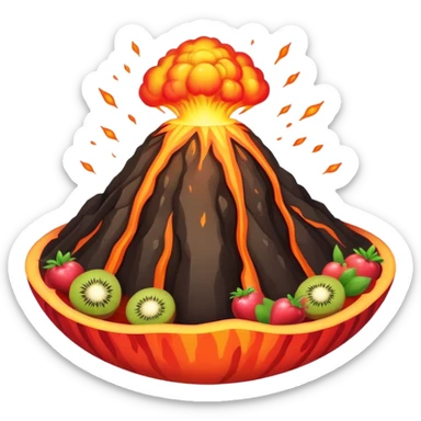 Volcano erupting fruit sticker