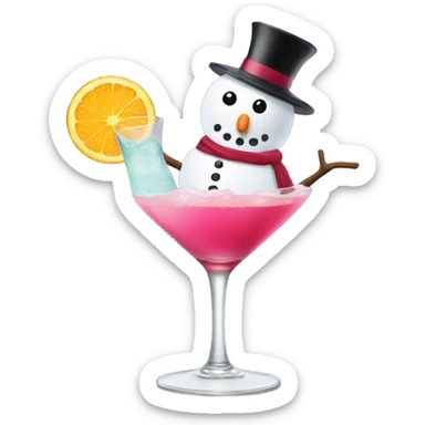 Snowman drinking a cosmo sticker