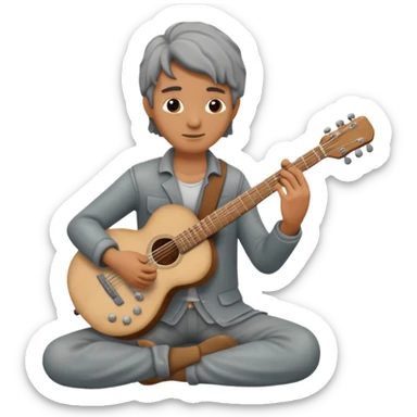 gray statue guitarist sticker