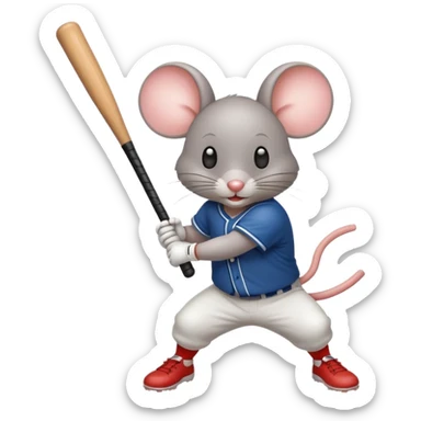 A mouse hitting a homerun. sticker
