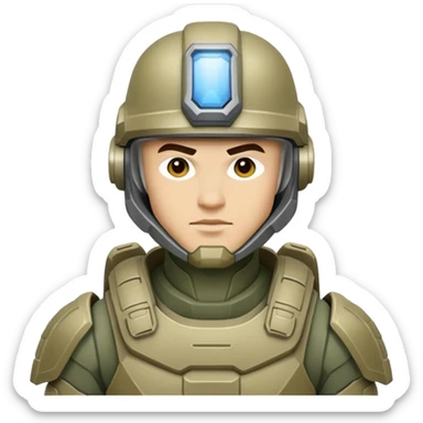 male Halo Spartan super-soldier with nomadic gear and survival equipment sticker