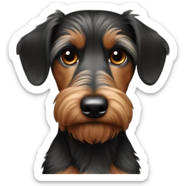 A wire-haired daschaund dog black and brown sticker