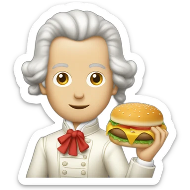 Mozart eating a hamburger sticker