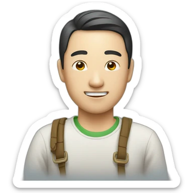 Chinese man take picture sticker