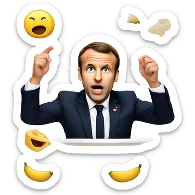 macron qui mange  du thon sticker
