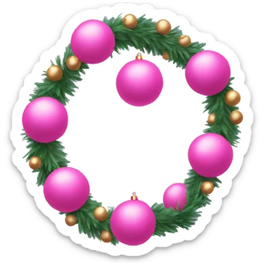 Pink ball ball Christmas garland sticker