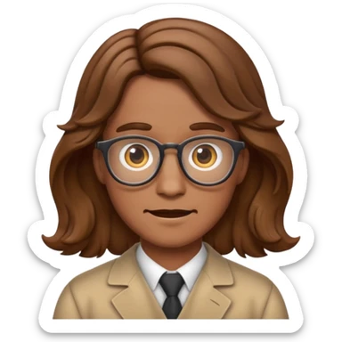 give the nerd emoji brown wavy hair in a center part sticker