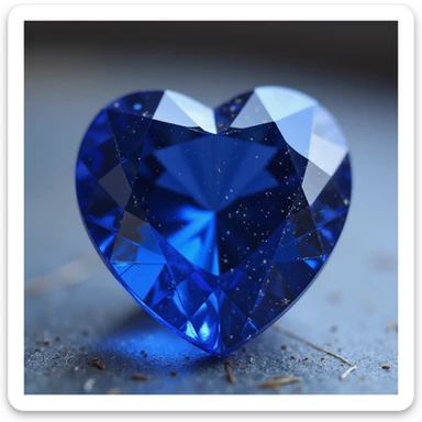 photorealistic sapphire gemstone heart with sparkles and faceted texture sticker