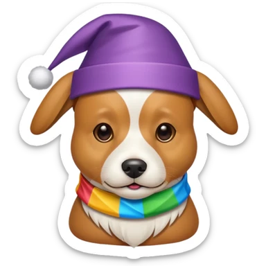 Dog in new yaer hat wrapped paper new yaer  sticker