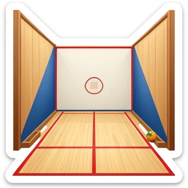 2d squash court with white wall and wood floor sticker