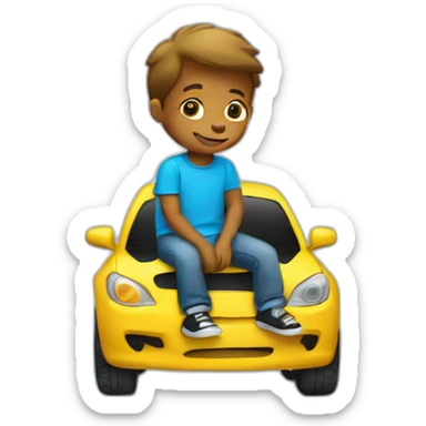 kid sittingin car sticker