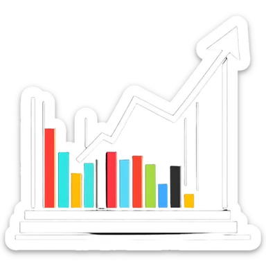 business analytics graph with upward trend sticker