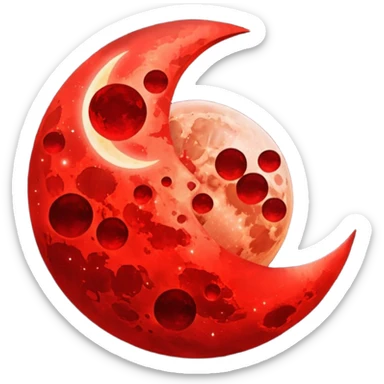 glitter red blood moon crescente sticker