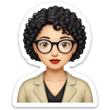 maestra con lentes pelo corto color negro pelo rizado sticker
