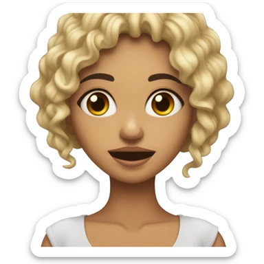 Morena con rizos con nariz pequeña y labios gruesos sticker