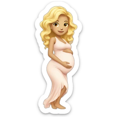 adorable pregnant blond full body women with beach-wave-hair sticker