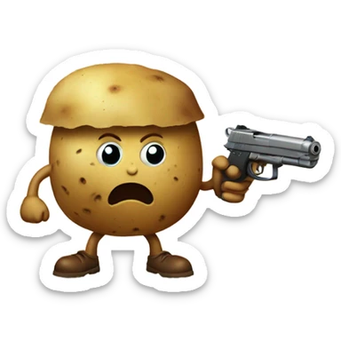 Potato with a gun sticker
