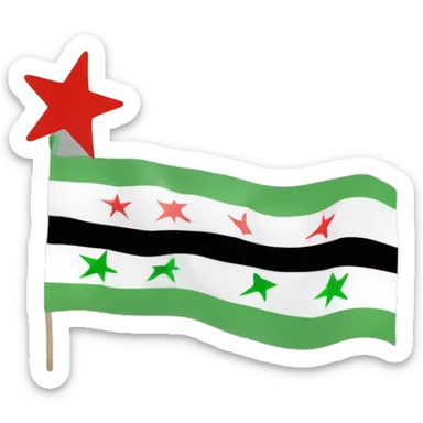 syrian opposition flag, top is free, middle is white with 3 red stars, bottom is black sticker