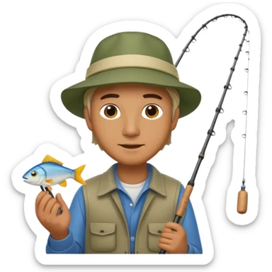 a man with a fishing rod sticker