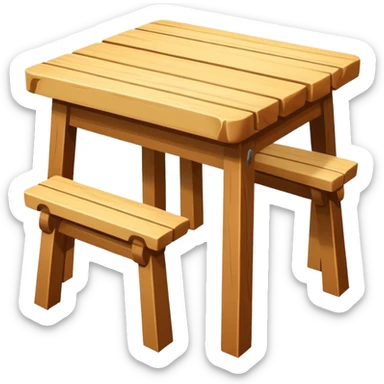 mesa alta color madera natural con bancas altas de color madera natural sticker