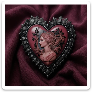 gothic heart with a black lace cameo, professional photography style sticker