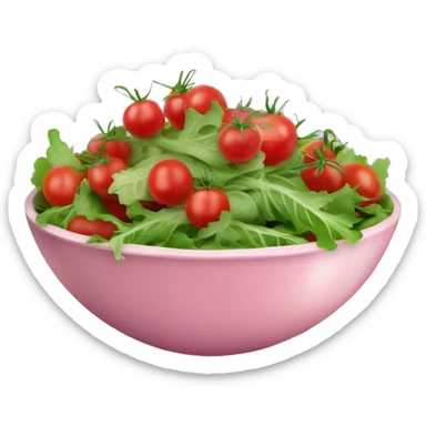 create a transparent emoji of a large bowl containing salad made up of a bed of rocket, chopped cherry tomatoes and sliced pink beetroot sticker