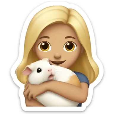 Blonde Woman hugging a guineapig sticker