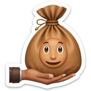 hand holding money bag sticker