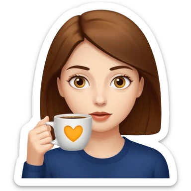 Woman drinking coffee and The edges of the eyes are wide open. sticker