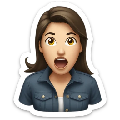 Brunette girl shouting loud sticker