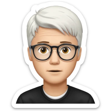 justin bieber with white hair and glasses sticker