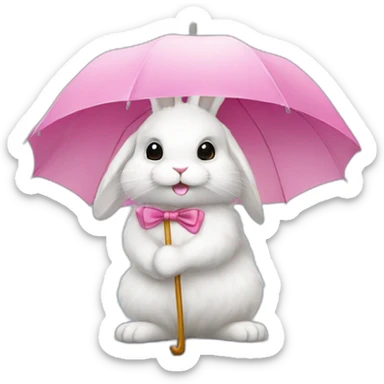 fluffy-rabbit-with-a-pink-umbrella sticker