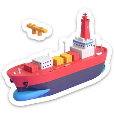 port with cargo ship sticker