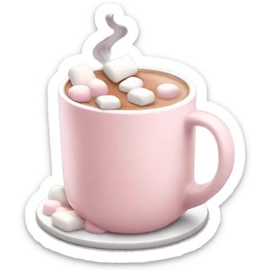 Light Pink mug of hot chocolate with marshmallows  sticker