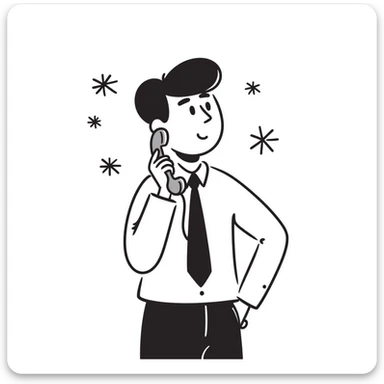Business person with telephone and snowflakes around, representing a cold call sticker