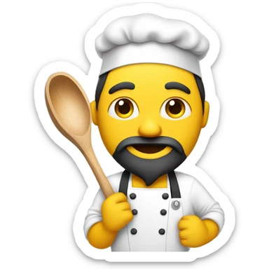 Chef, yellow skin, growing beard. with a wooden ladle in hand sticker
