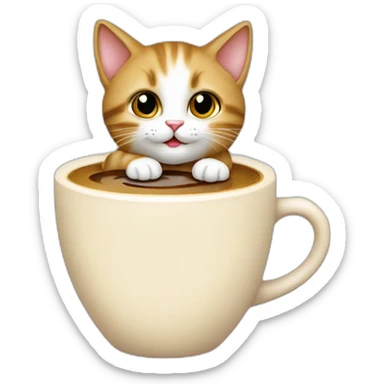Un chaton qui bois un café crème sticker