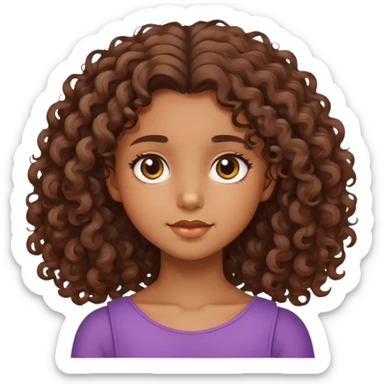 garota morena de cabelo cacheado na altura dos ombros, rosto adorável  sticker
