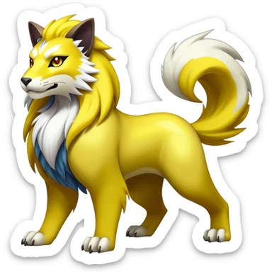 Shiny Elemental Exotic Raikou-Persian-Delcatty-Pokémon-Fakémon-hybrid-creature (full body) sticker