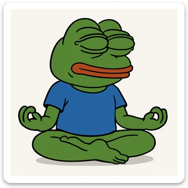 create a pepe doing yoga, white background sticker