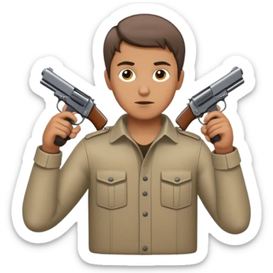 Man with pistols in both hands sticker